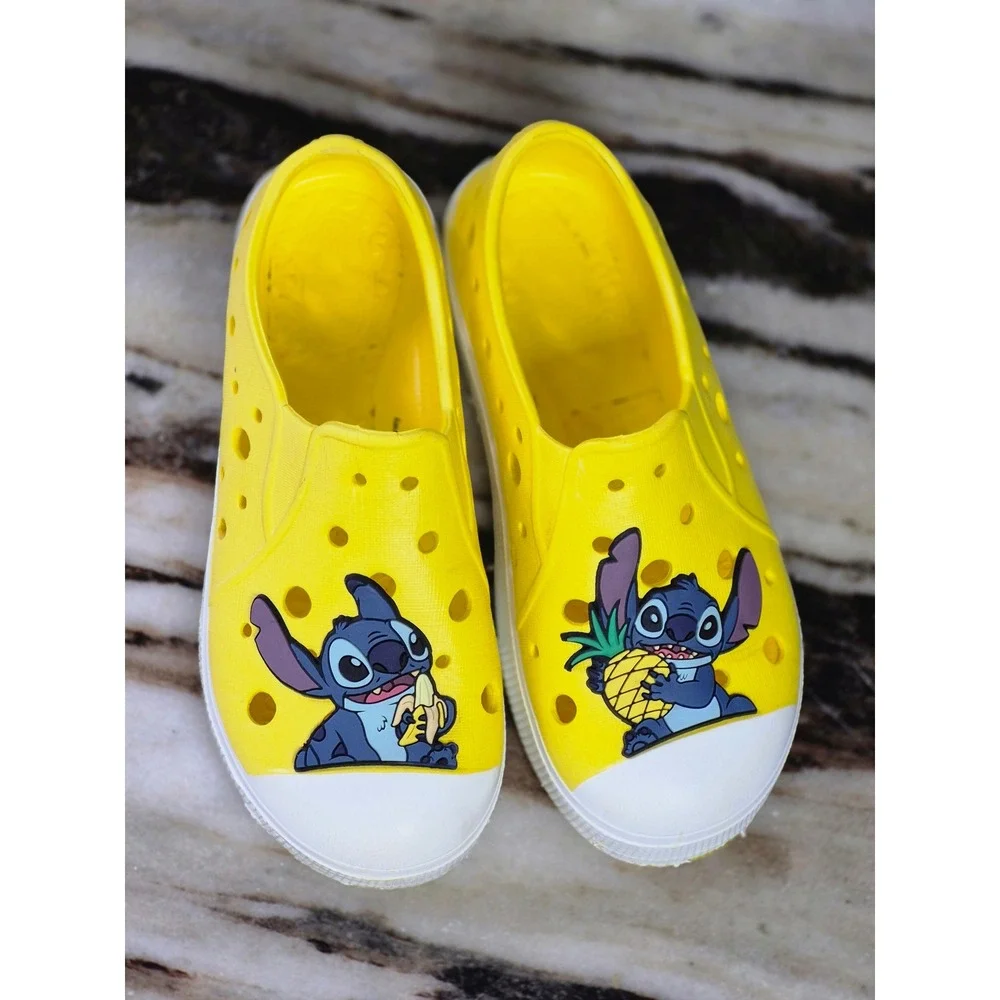 Disney Stitch Yellow EVA Foam Slip On Water Shoes Clogs Kids Size 11 Lilo Stitch